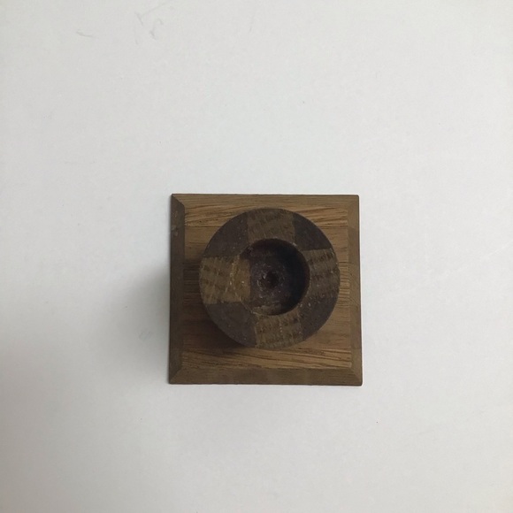 Vintage Folk Art Rustic Pair Small Solid Wood Candlestick Holders 3” Primitive - Picture 10 of 16